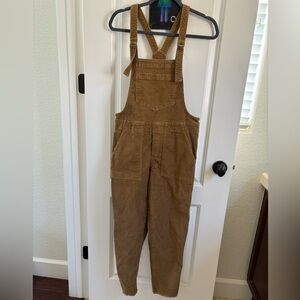 Brown corduroy aerie overalls